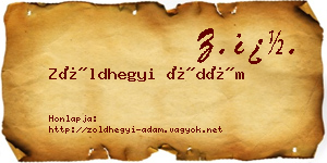Zöldhegyi Ádám névjegykártya